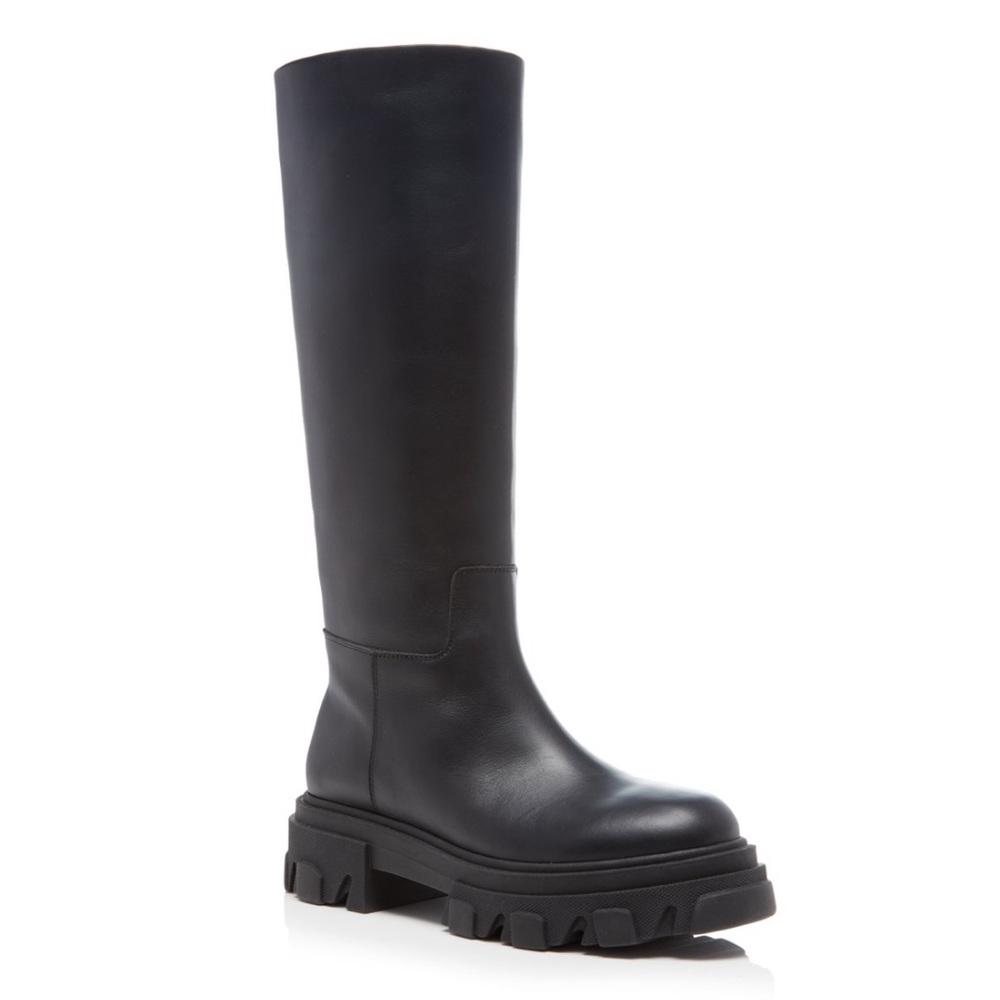 GIA x Perneille Teisbaek Black Tubular Leather Knee Boots